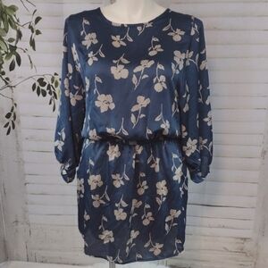Paper Crane Floral Blue Dress, Pockets Size 2XL